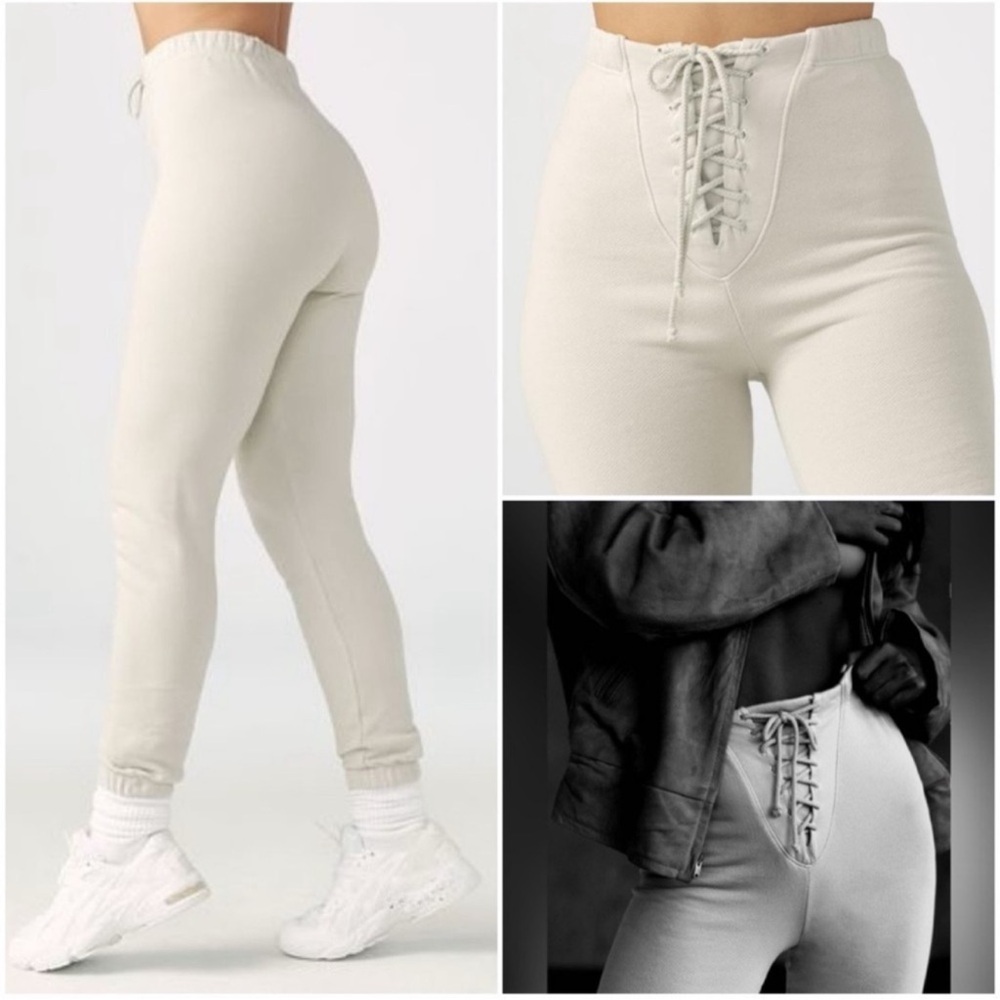 Joah Brown Lace-up Jogger Sweatpants in Sahara S/M